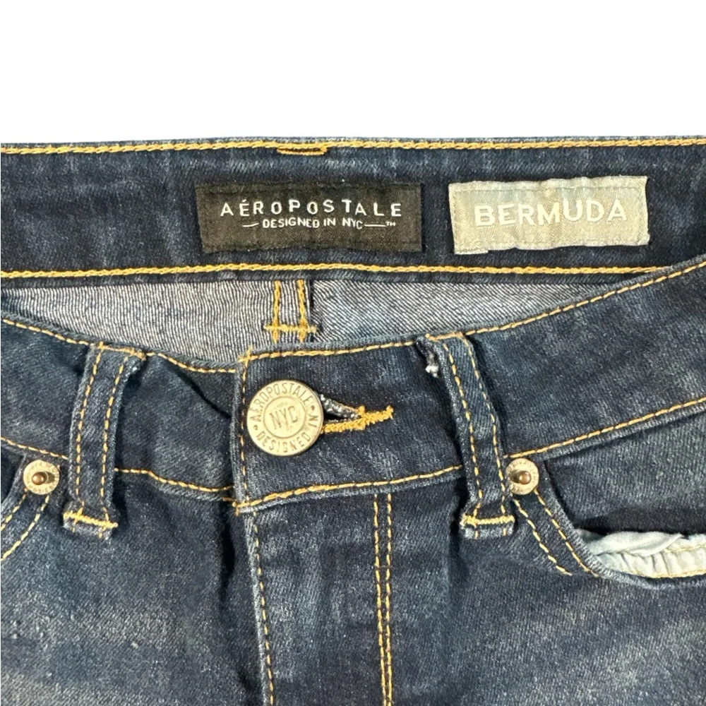 Aeropostale Blue Jean Shorts Cuffed Hem - Picture 6 of 7